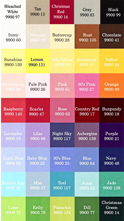 Moda Solids Color Chart